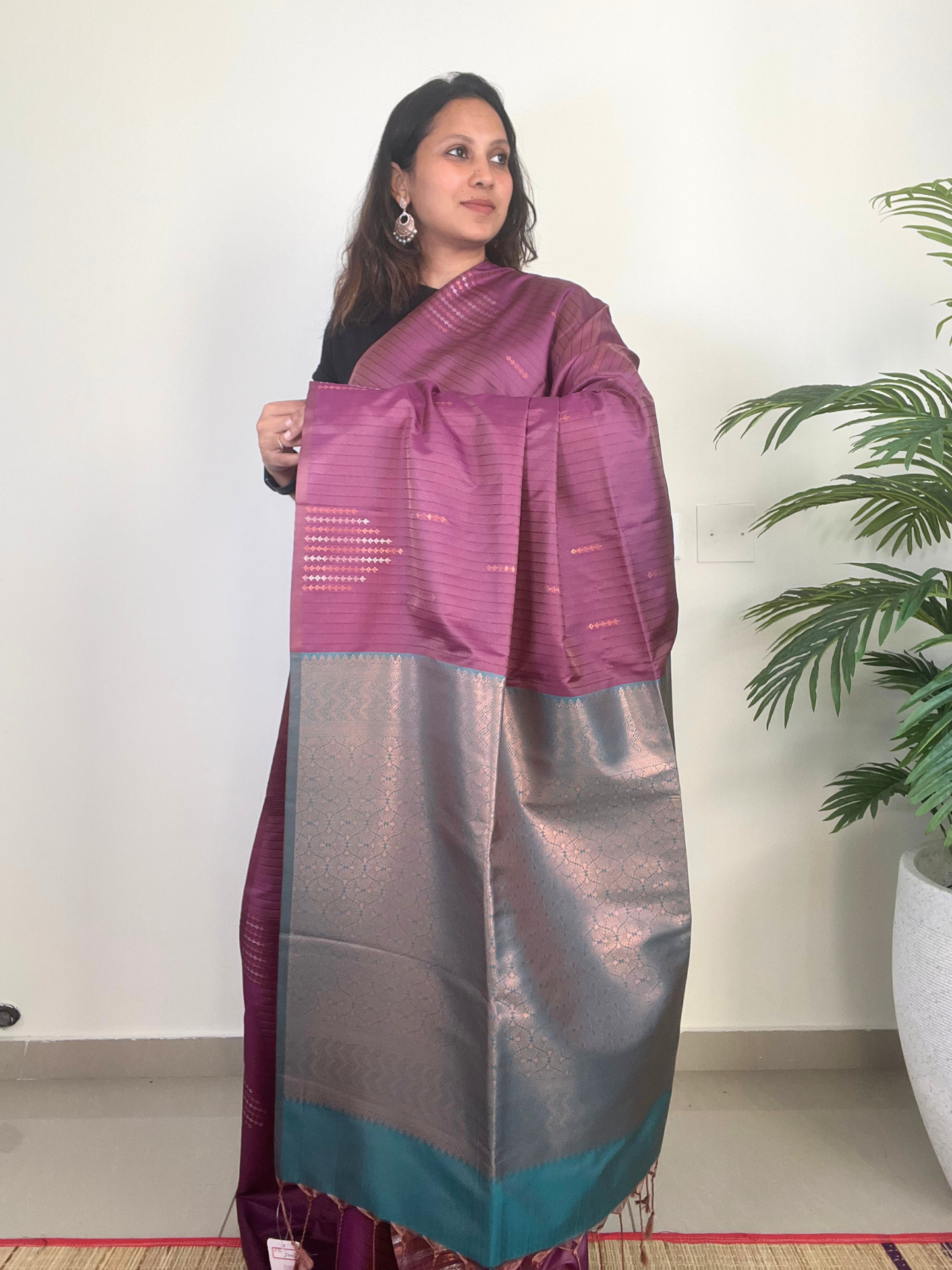Purple and Teal - Soft Silk Saree