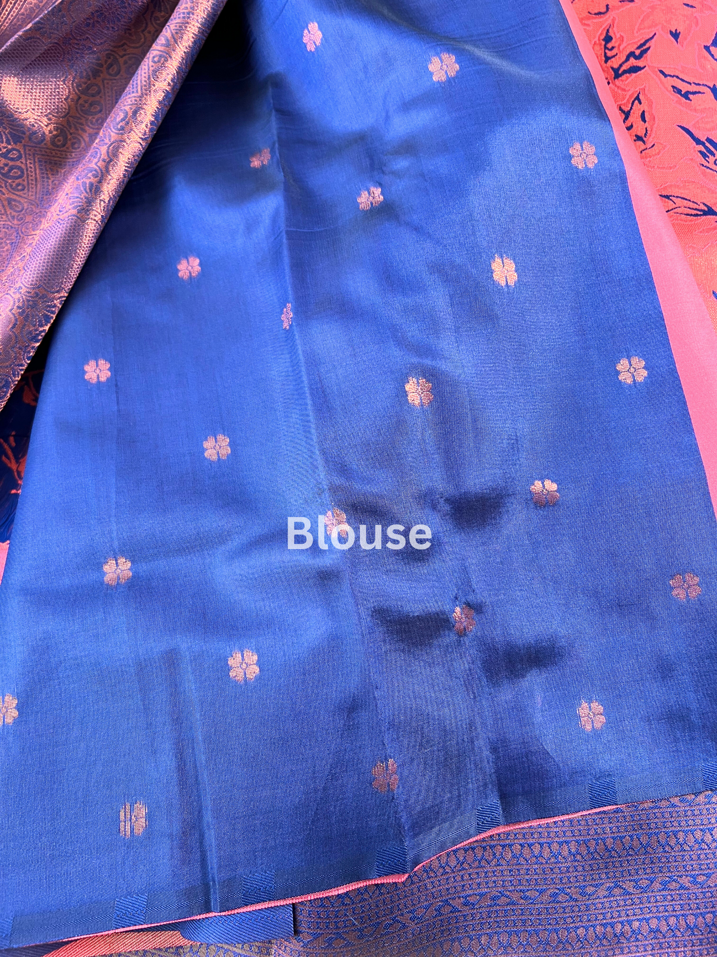 Orange and Blue - Floral Saree