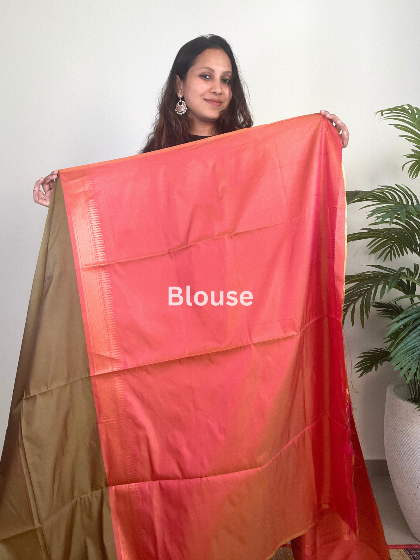 Green and Orange - Soft Silk Saree