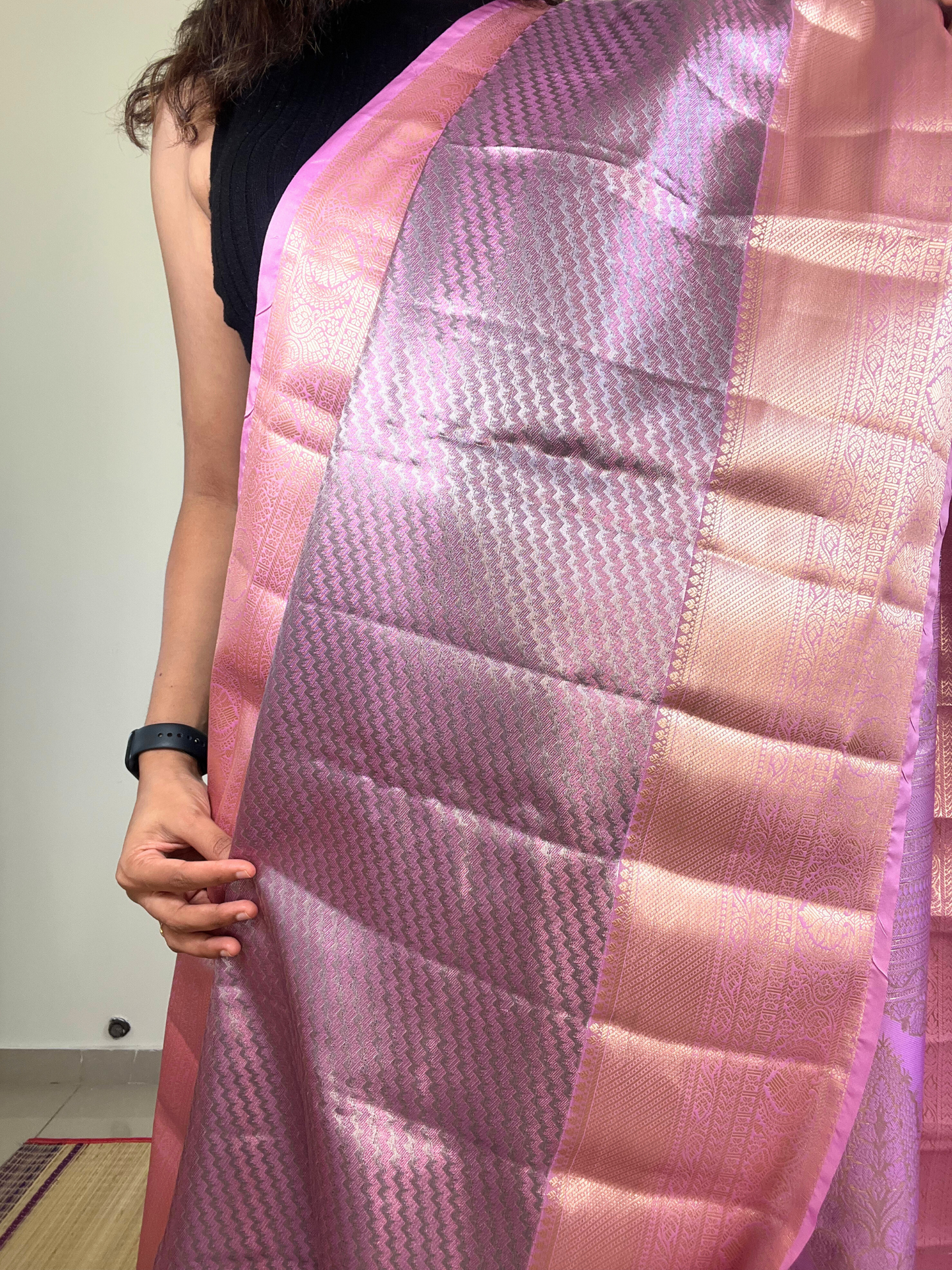 Lavender and Gold - Kanchipuram Tissue Silk Saree