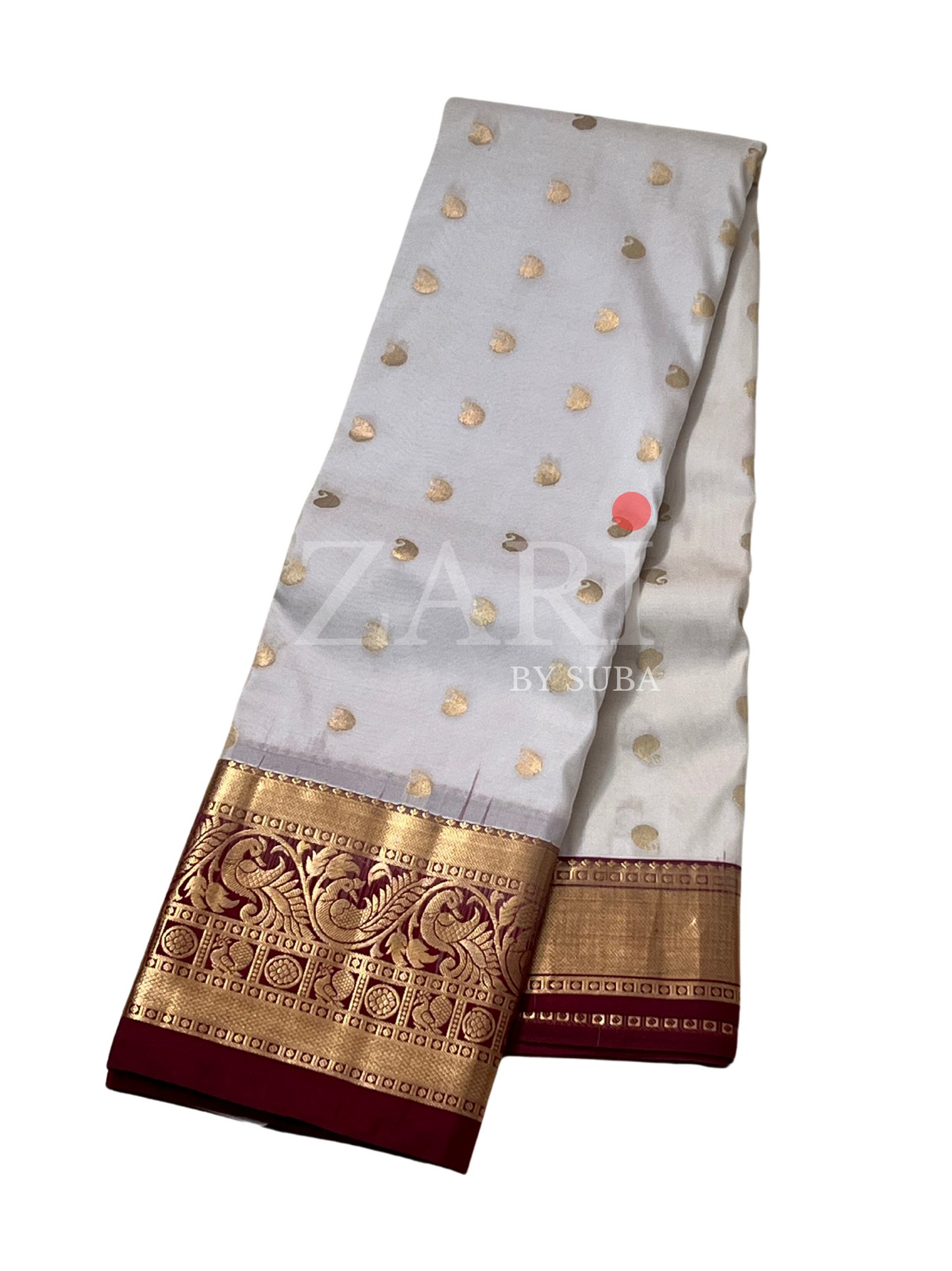SNOW BLOSSOM - Pure Kanchipuram Silk Saree