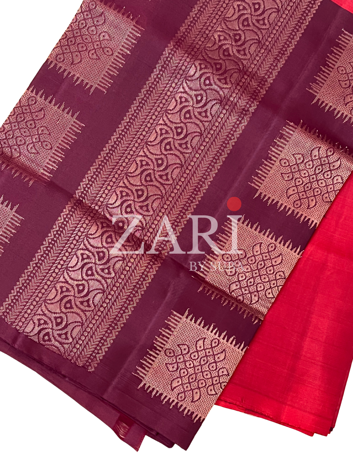 KOLAM SCARLET - Pure Kanchipuram Silk Saree
