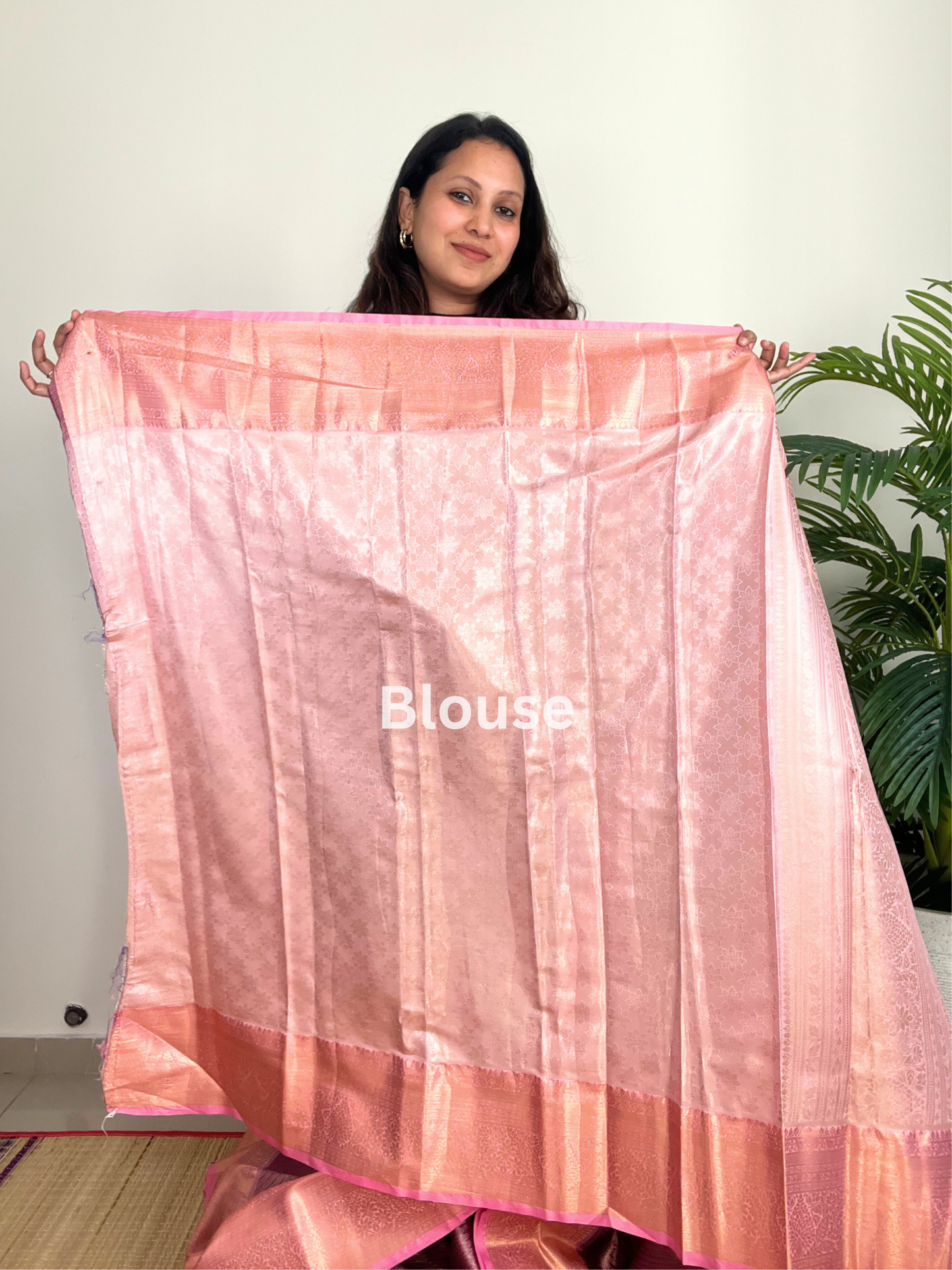 Pink and Gold - Kanchipuram Tissue Silk Saree