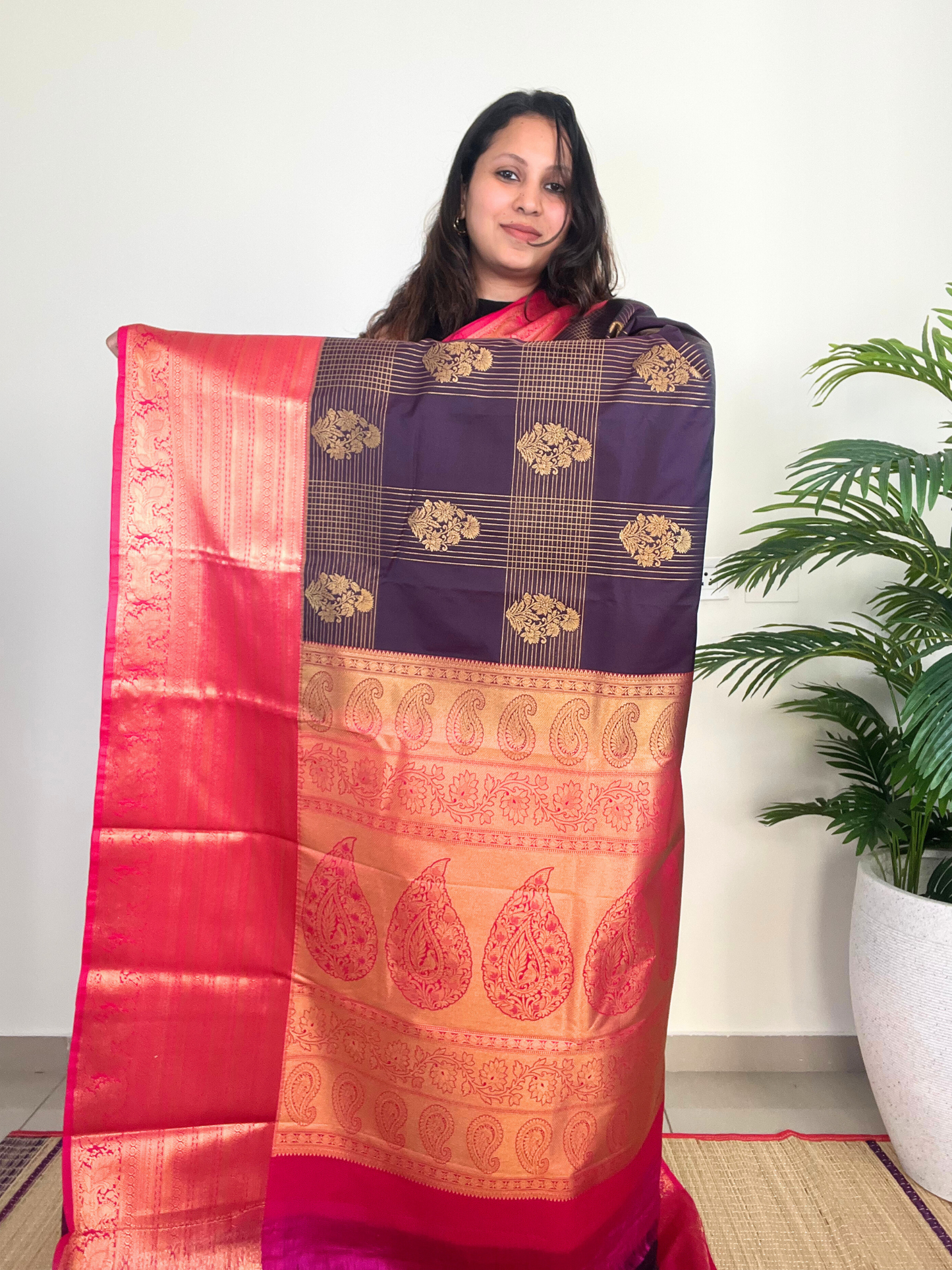 Dark Purple and Pink - Kanchipuram Silk Saree