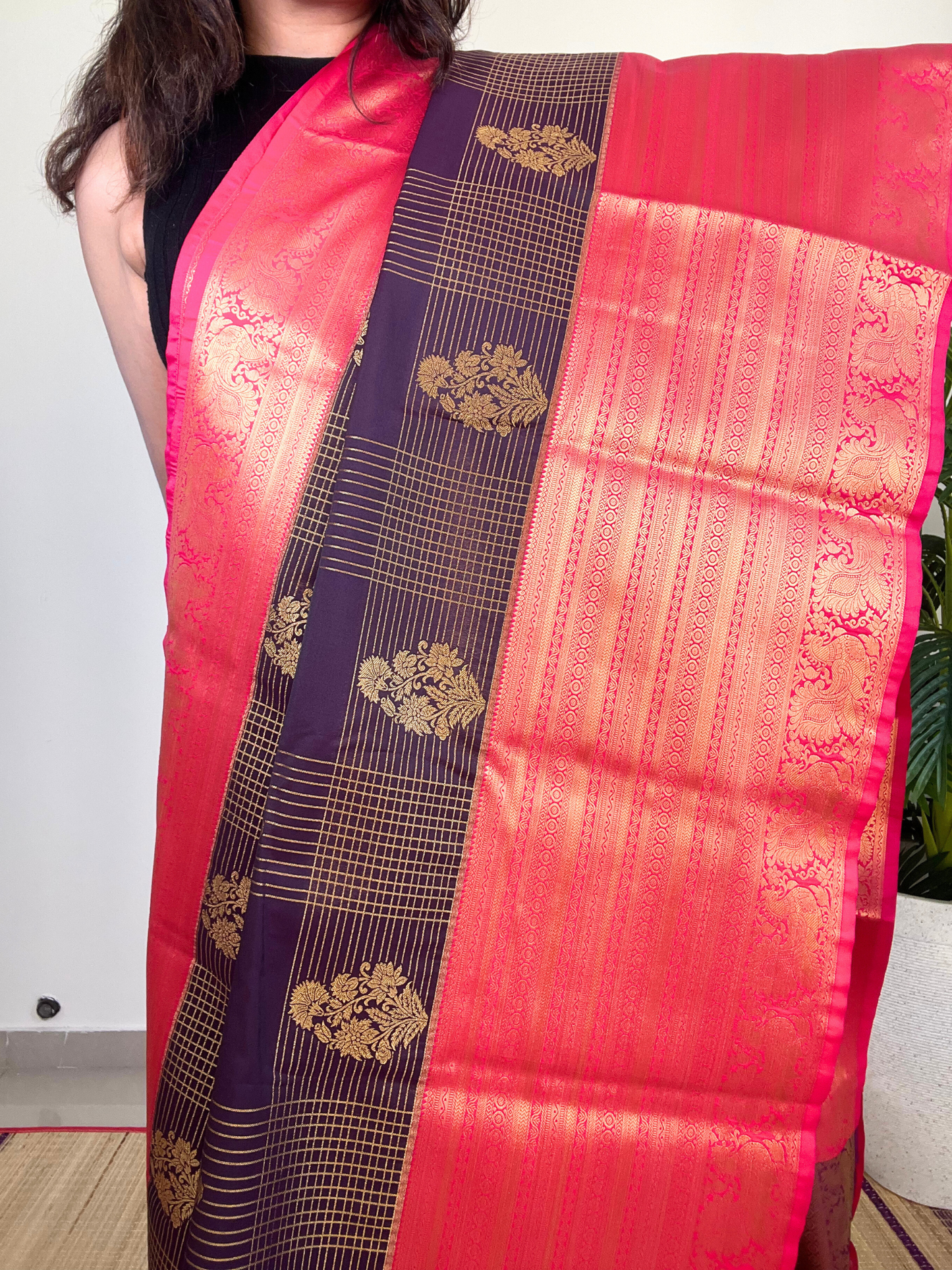 Dark Purple and Pink - Kanchipuram Silk Saree