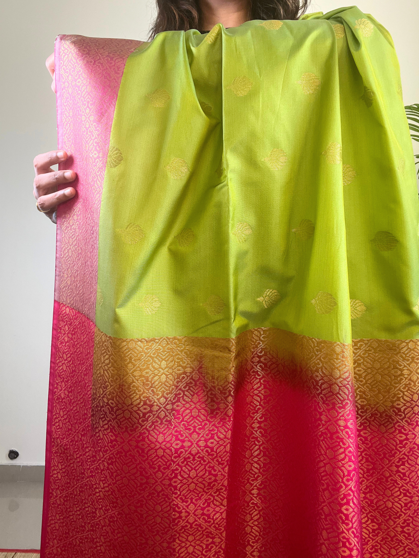 Light Green and Pink - Premium Soft Silk Saree