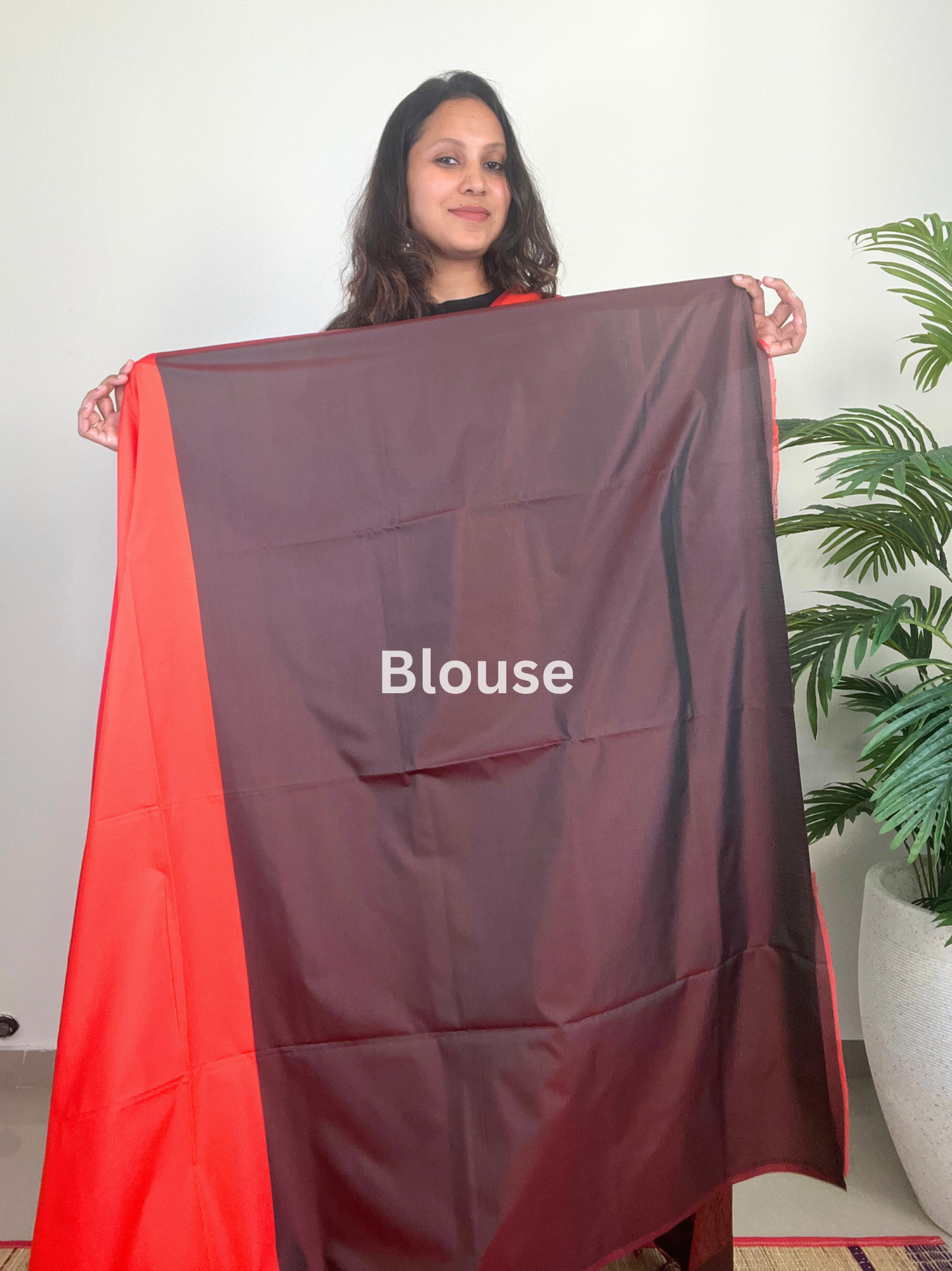 Orange and Black - Soft Silk Saree