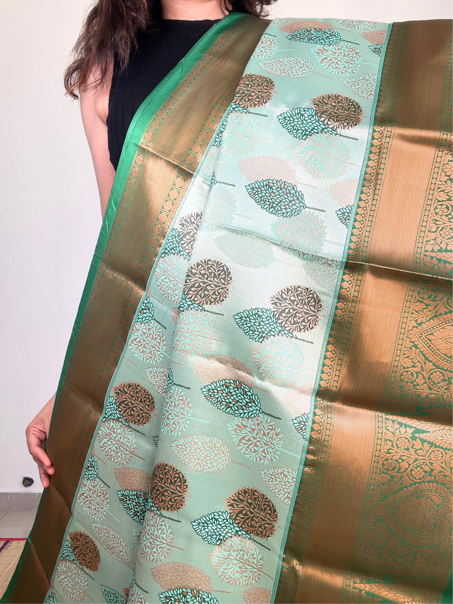 Light Green - Tissue Saree