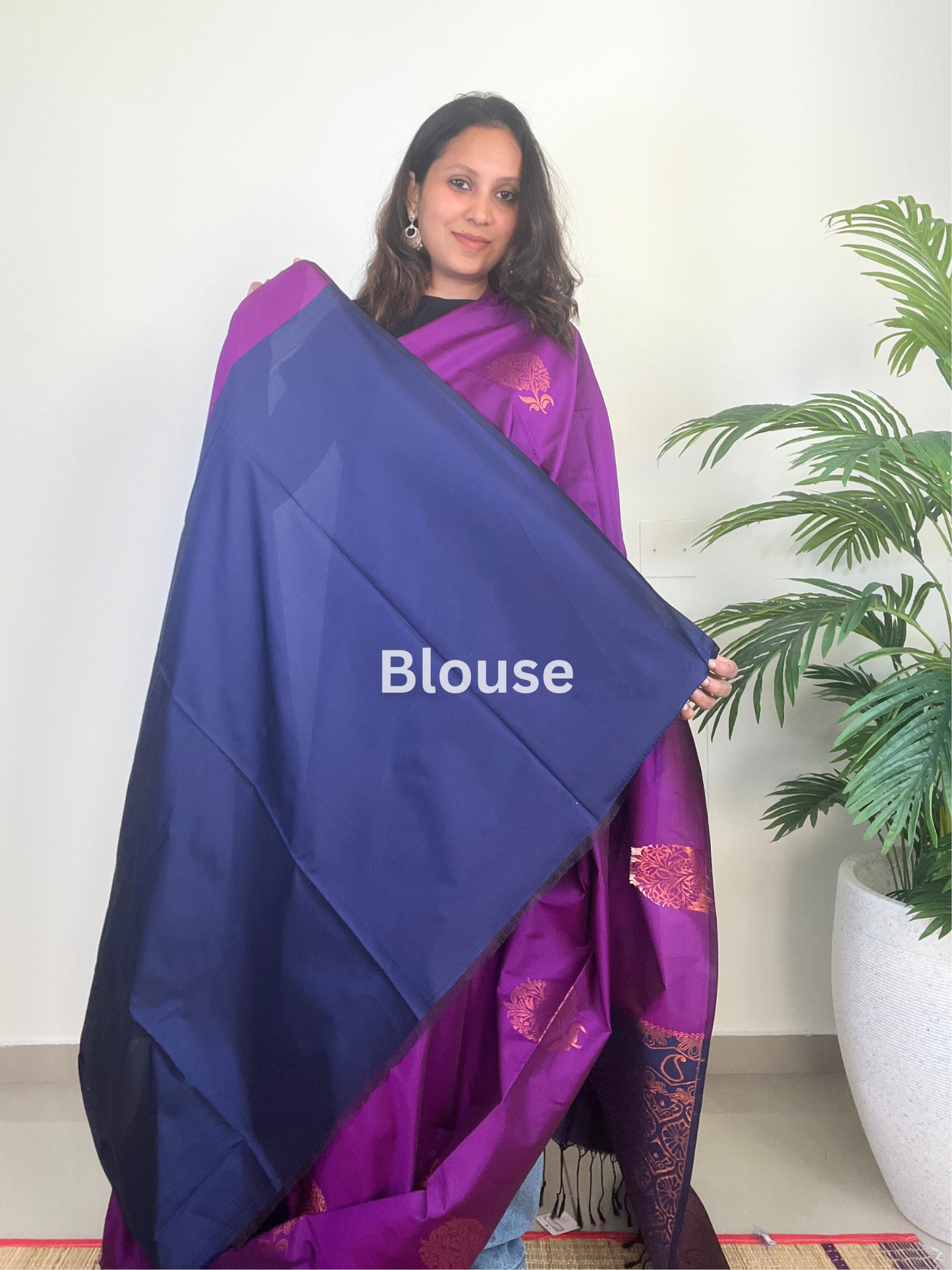 Purple and Blue - Soft Silk Saree