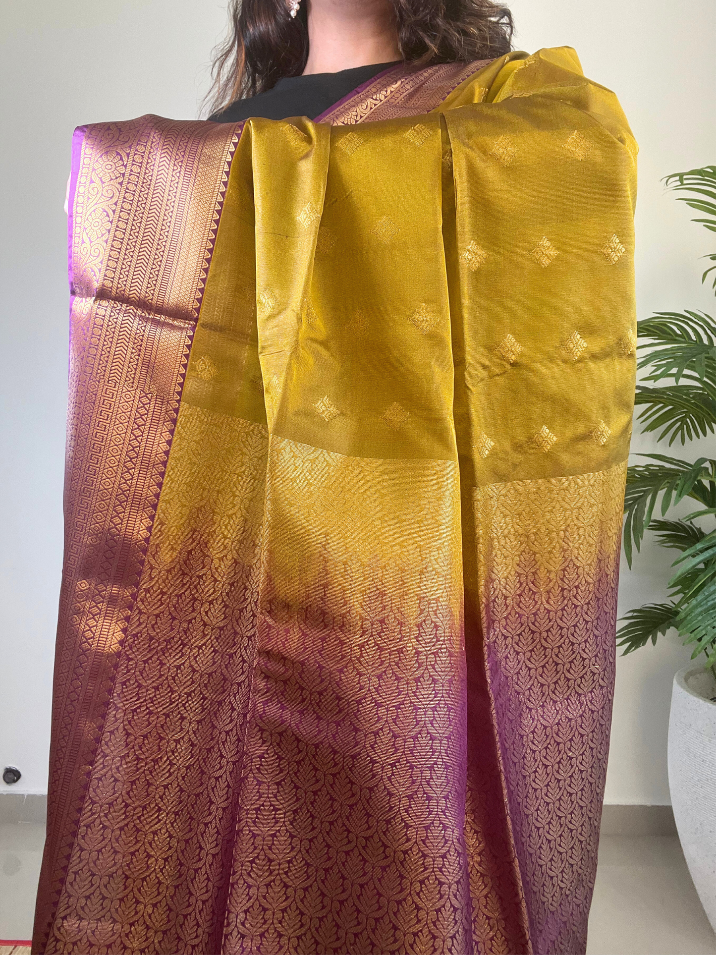 Green and Purple - Soft Silk Saree