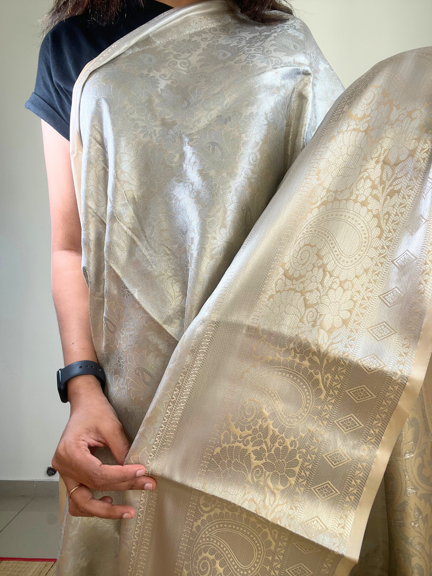 Cream Colour - Tissue Soft Silk Saree