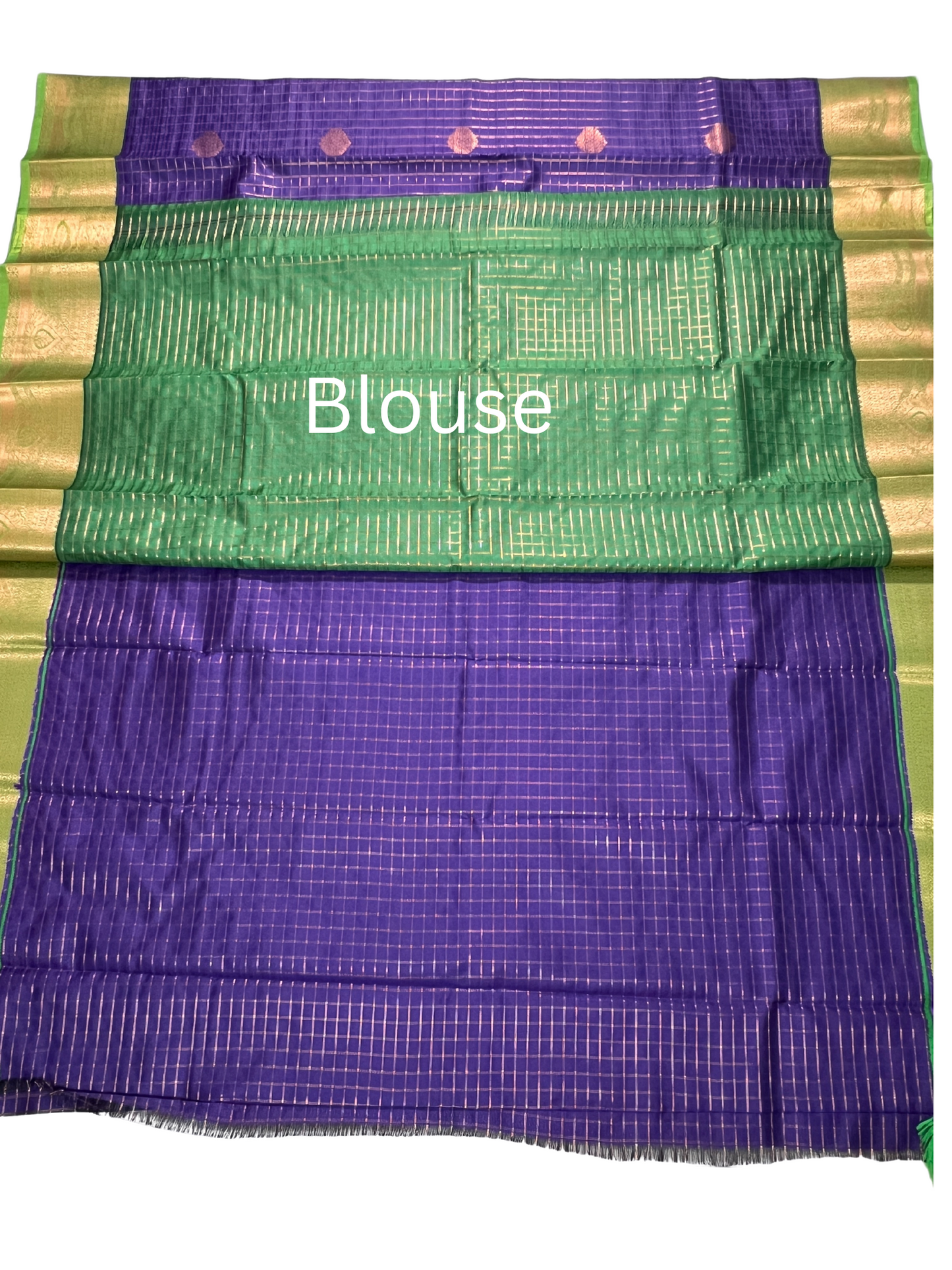 Purple and Green - Kattam - Kanchipuram Silk Saree