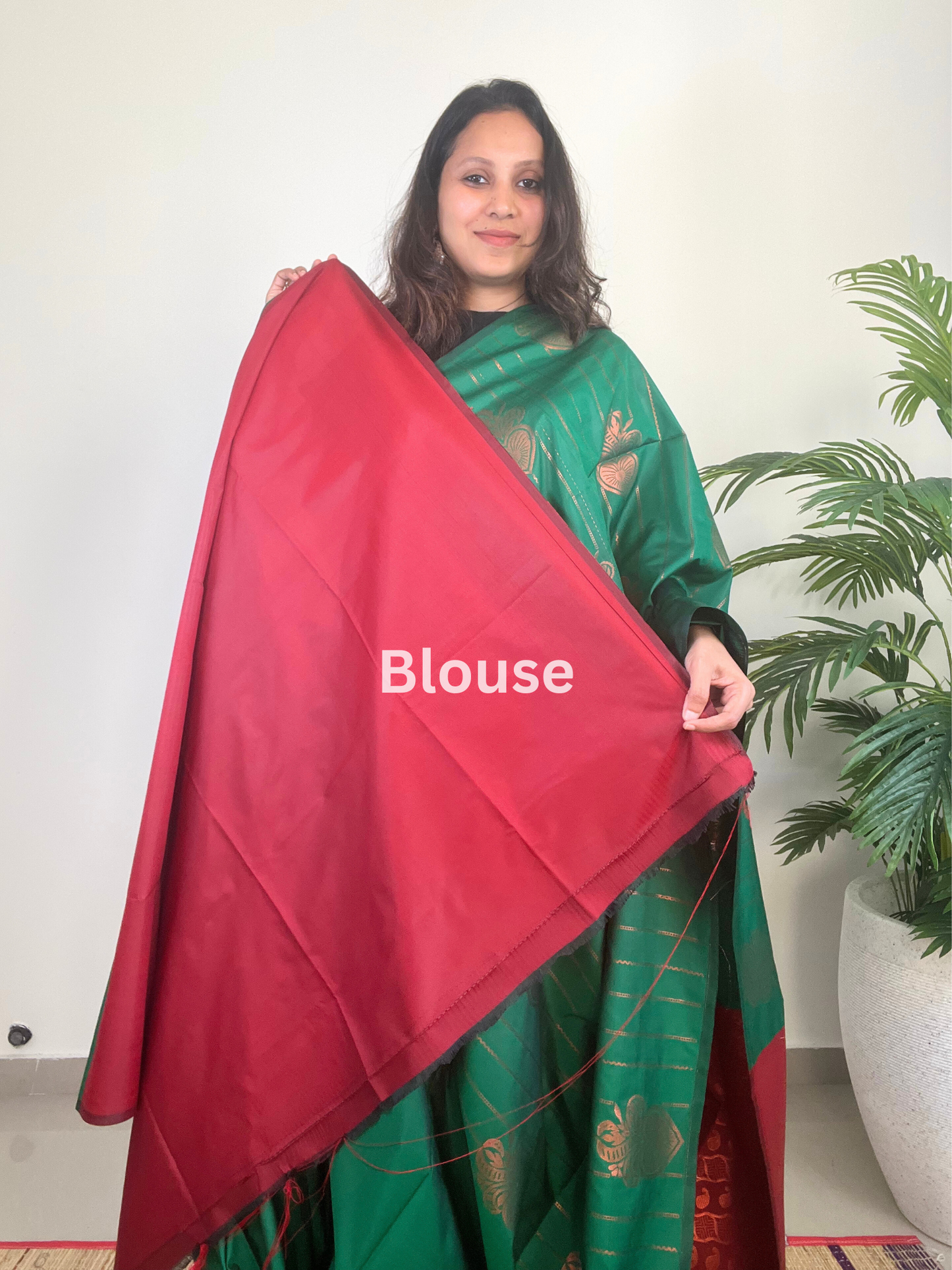 Green and Red - Soft Silk Saree