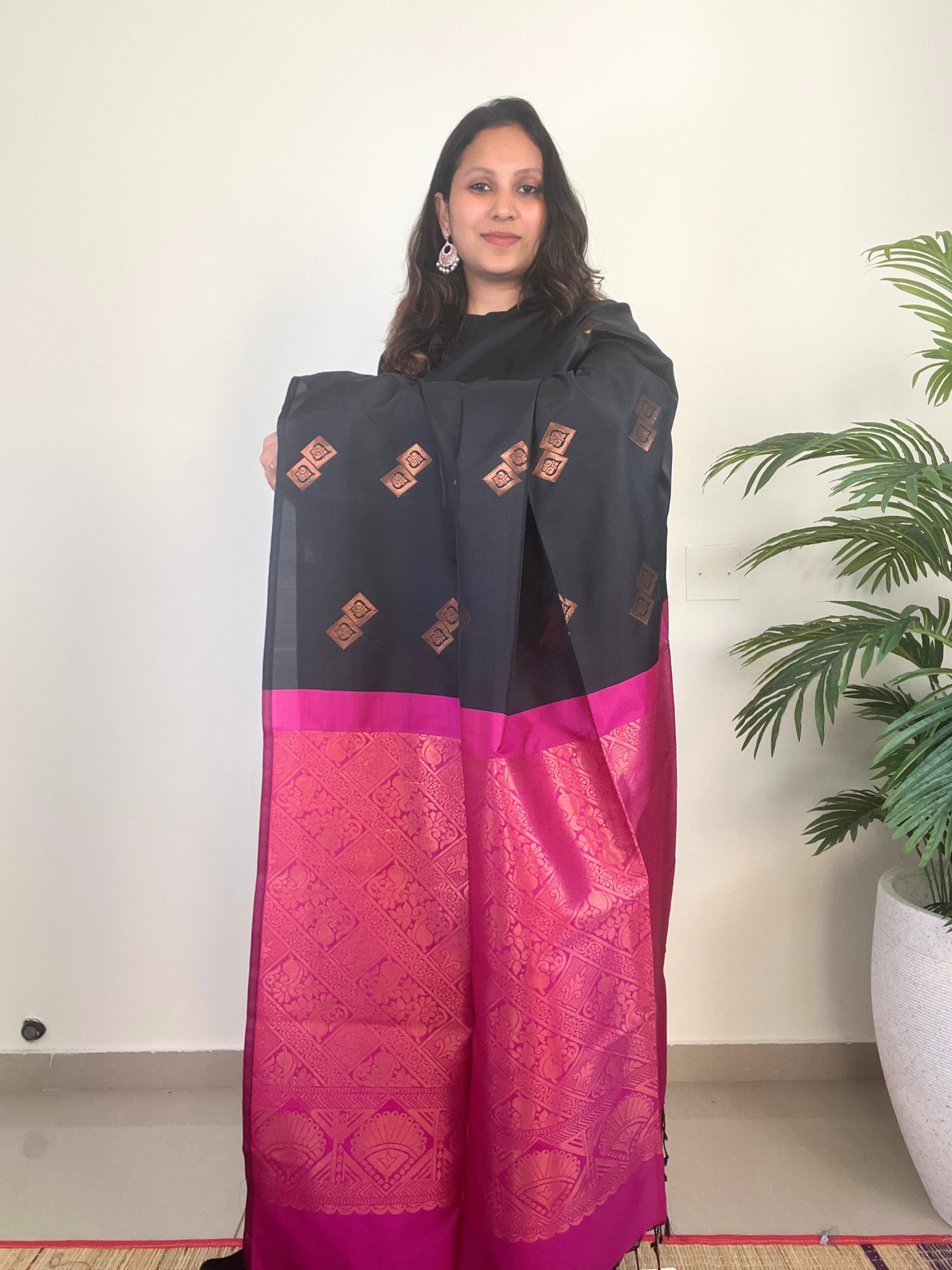 Black and Pink - Soft Silk Saree