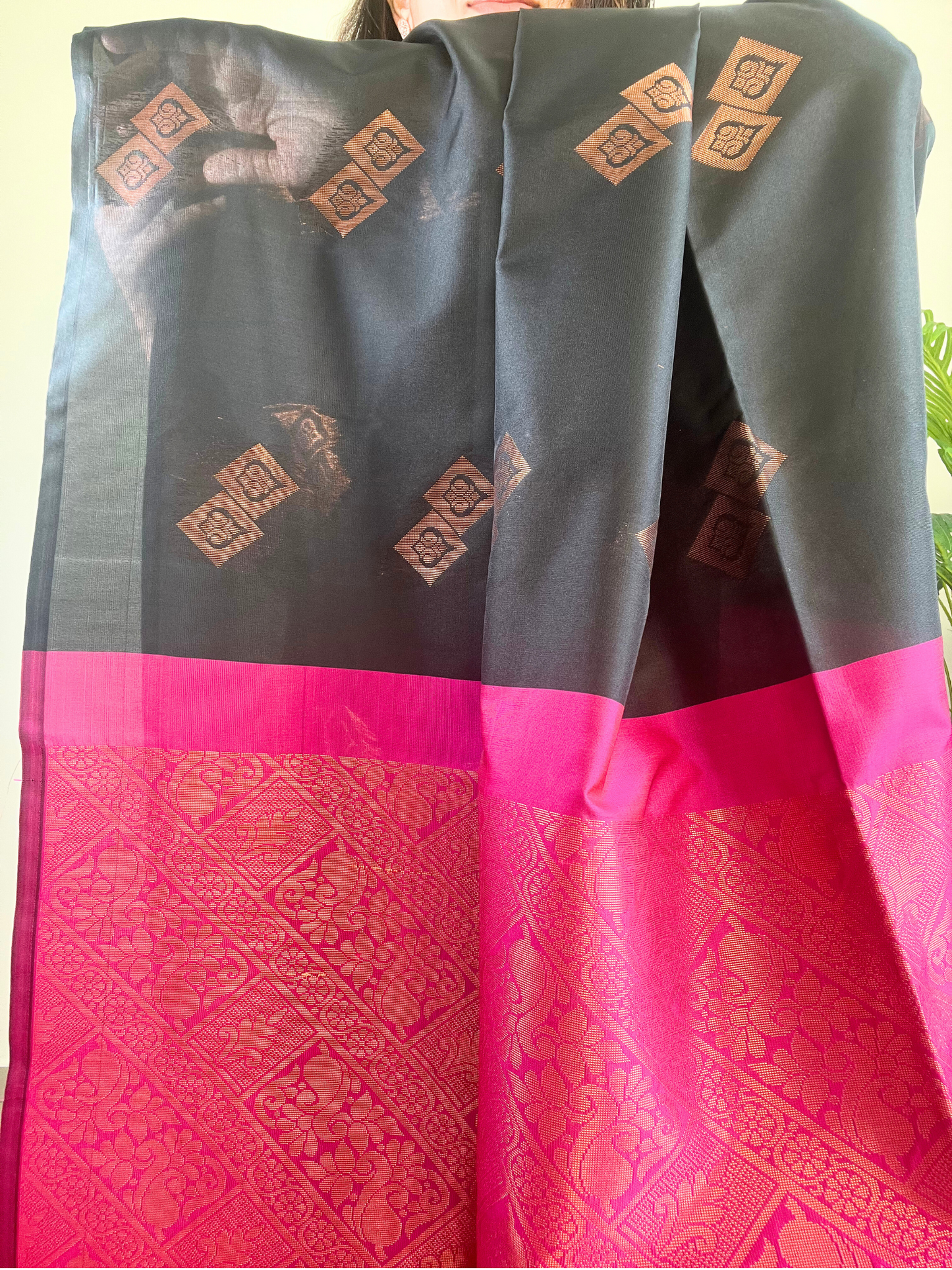 Black and Pink - Soft Silk Saree