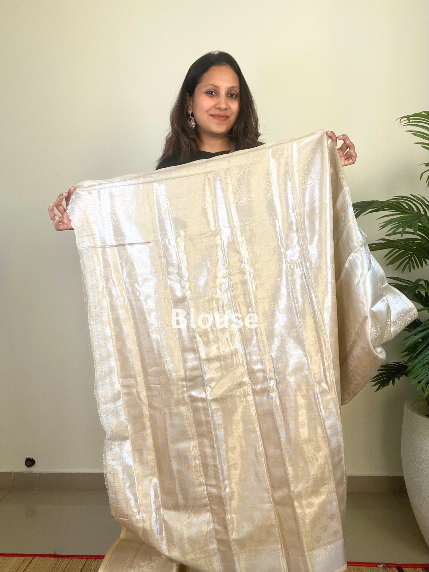 Cream Colour - Tissue Soft Silk Saree