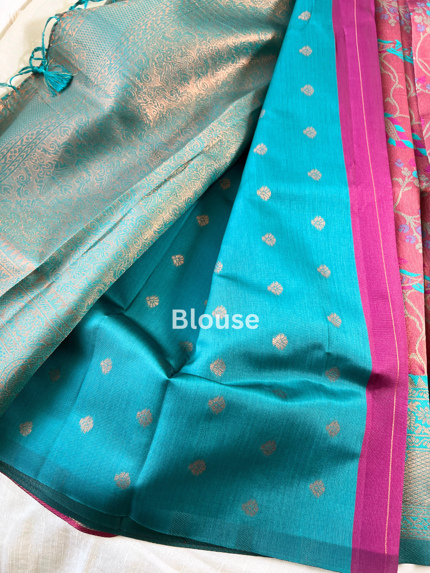 Rust Orange and Green - Floral Saree