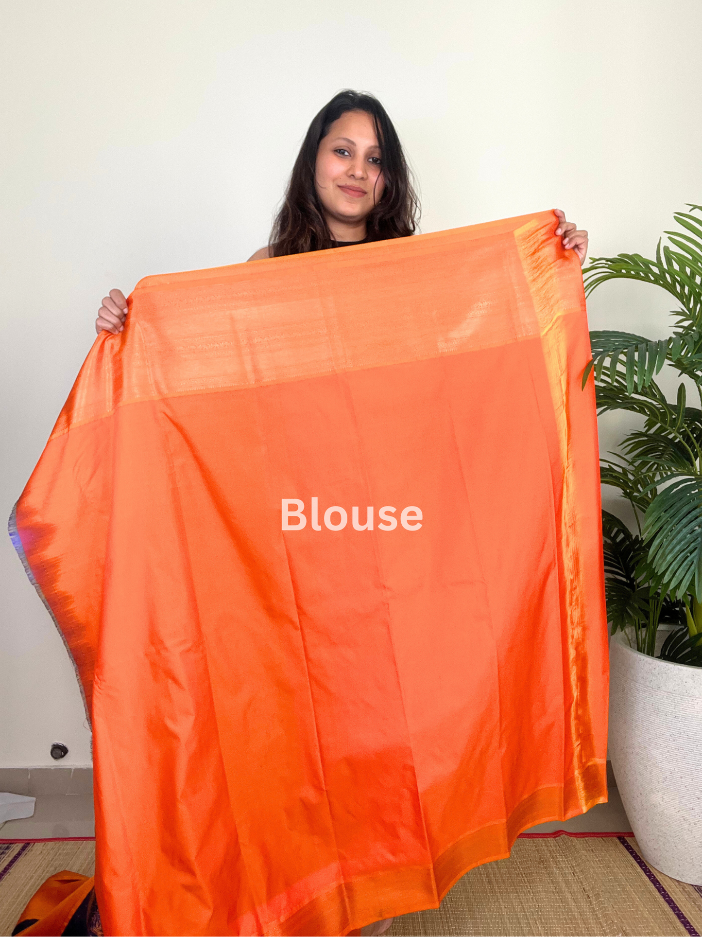 Indigo and Orange - Kanchipuram Silk Saree