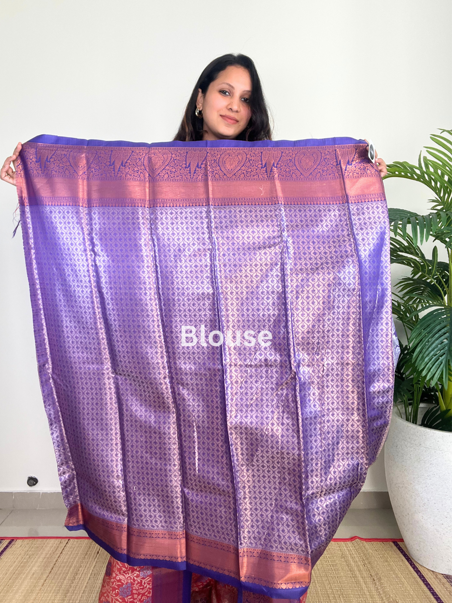 Orange and Purple - Tissue Saree