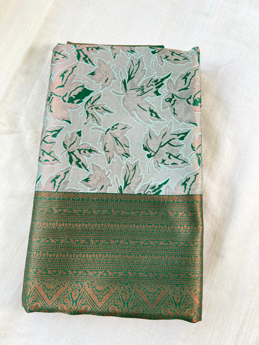 Light Green - Floral Saree