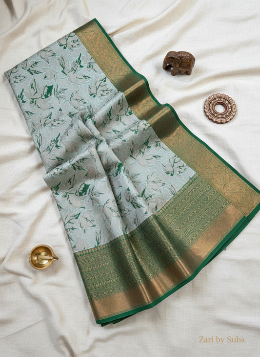 Light Green - Floral Saree