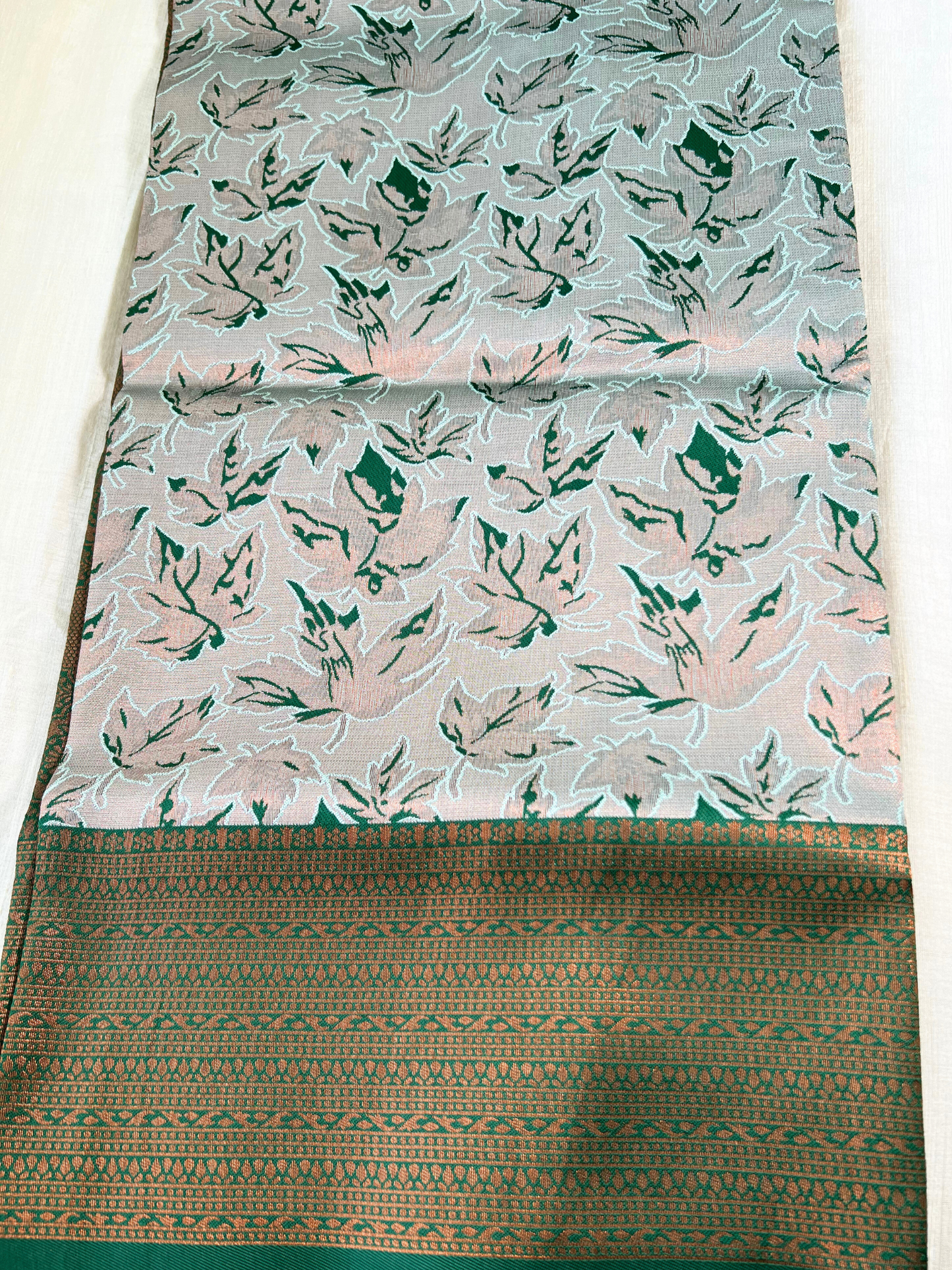 Light Green - Floral Saree