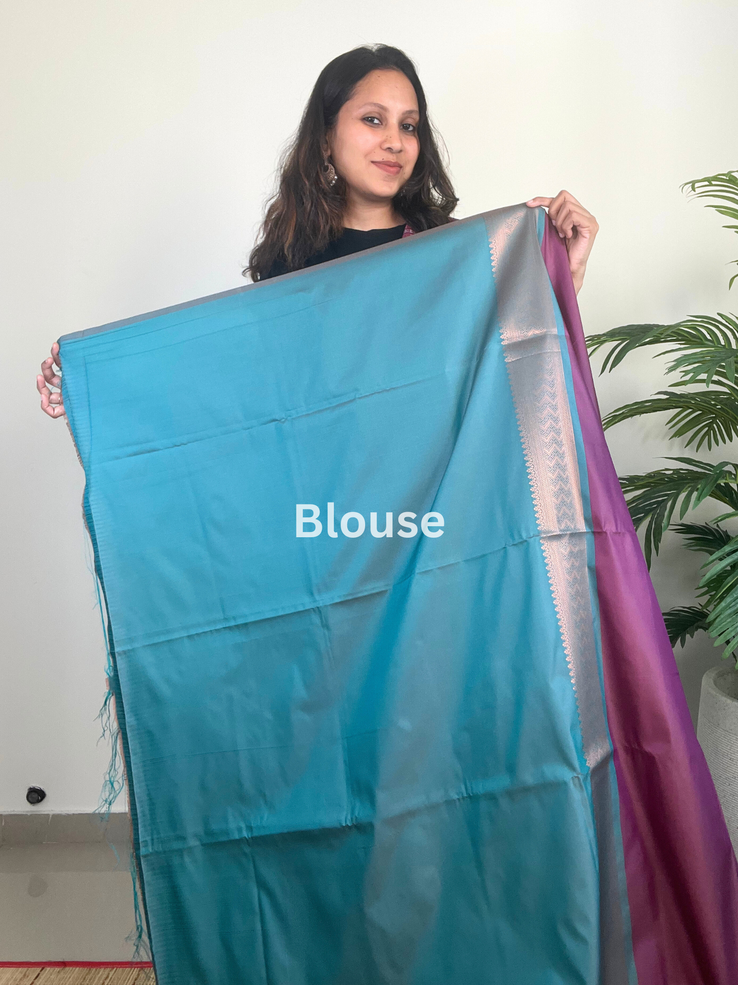 Purple and Teal - Soft Silk Saree