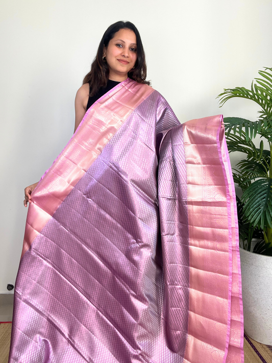 Lavender and Gold - Kanchipuram Tissue Silk Saree