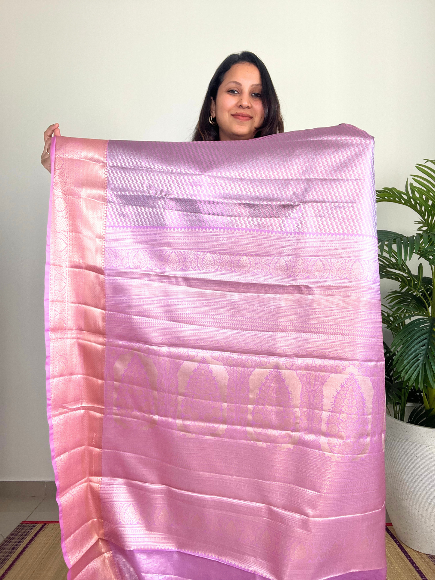Lavender and Gold - Kanchipuram Tissue Silk Saree