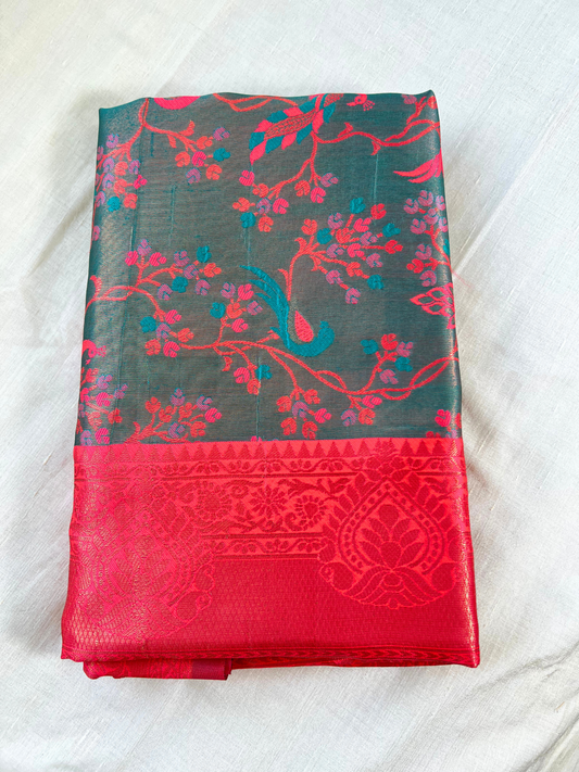 Green - Floral Saree