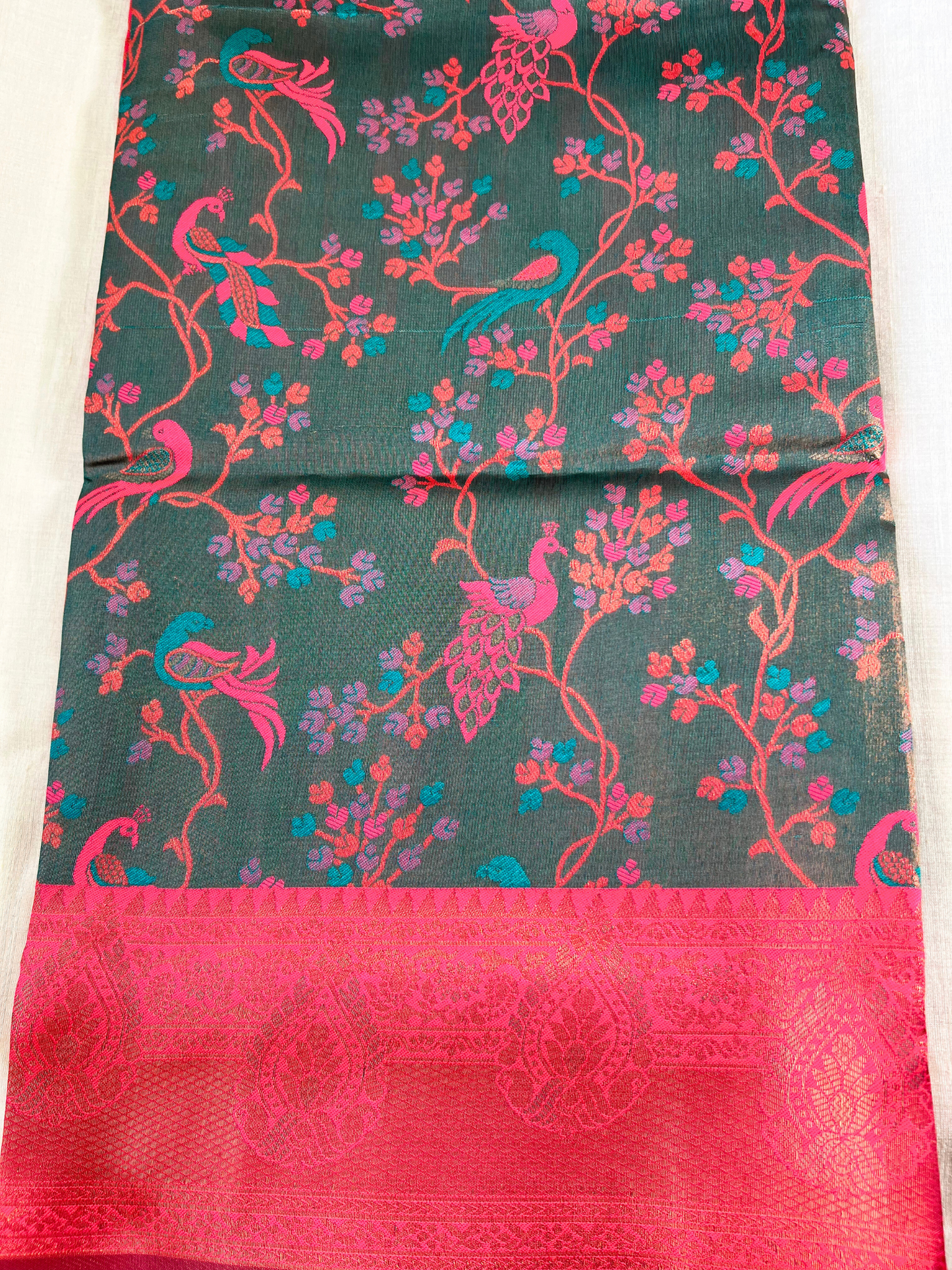 Green - Floral Saree