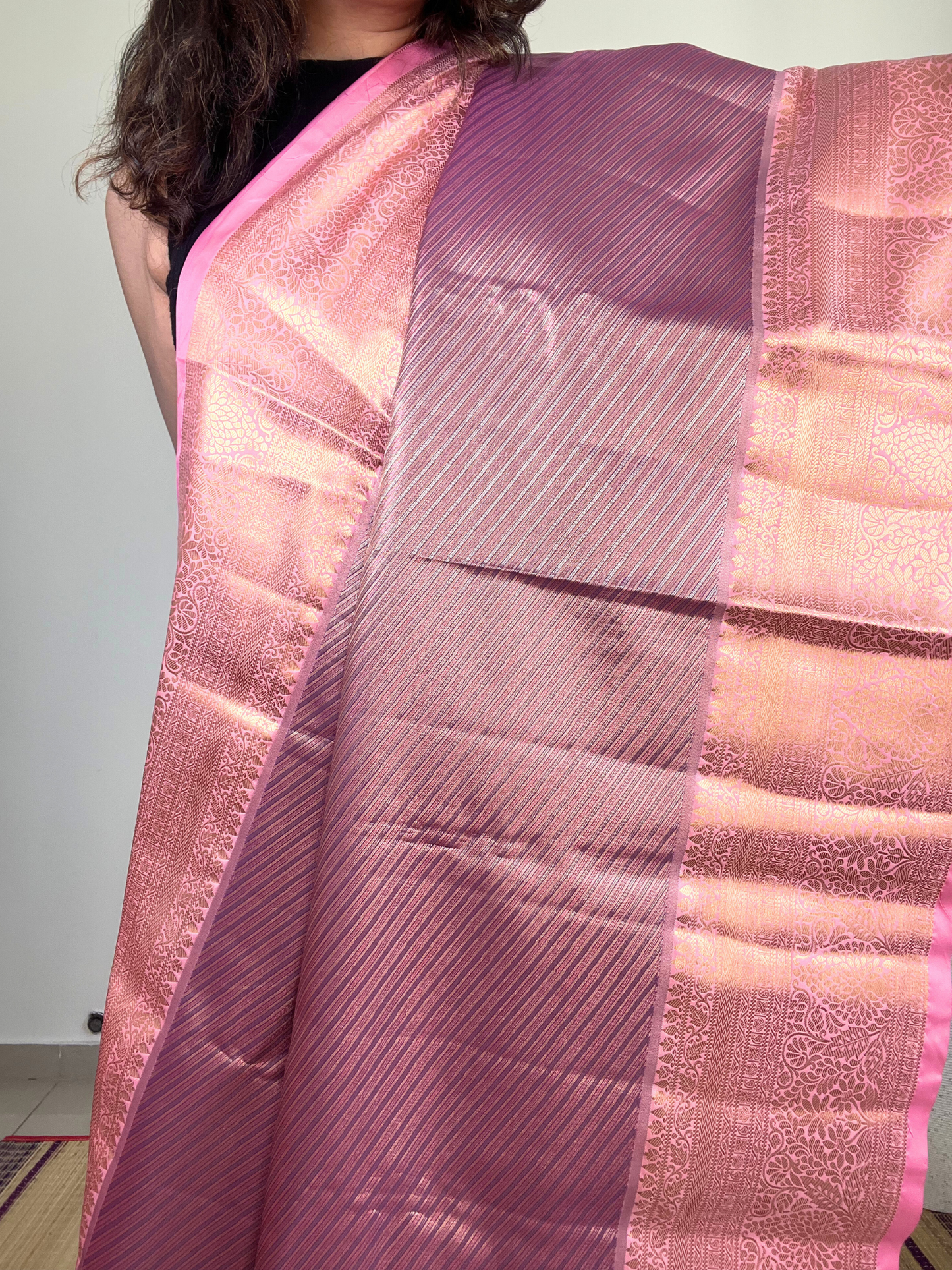 Pink and Gold - Kanchipuram Tissue Silk Saree