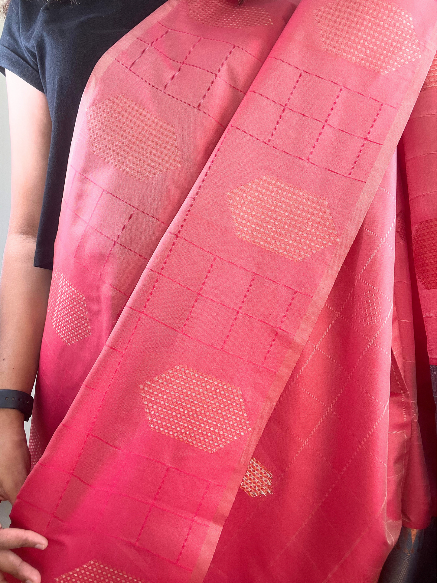 Pink and Blue - Soft Silk Saree