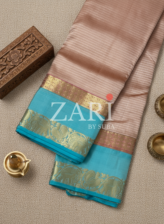 BEIGE ELEGANCE - Pure Kanchipuram Silk Saree