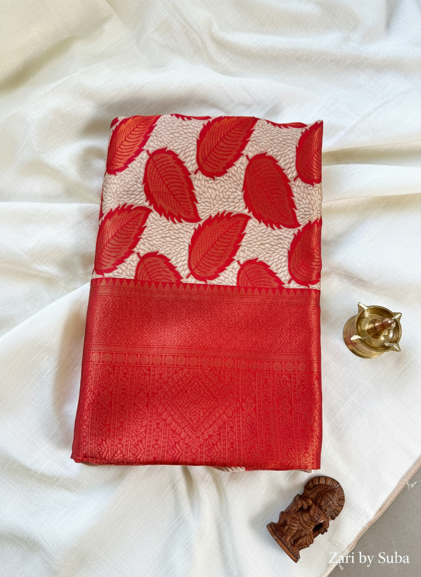 Ivory - Floral Saree