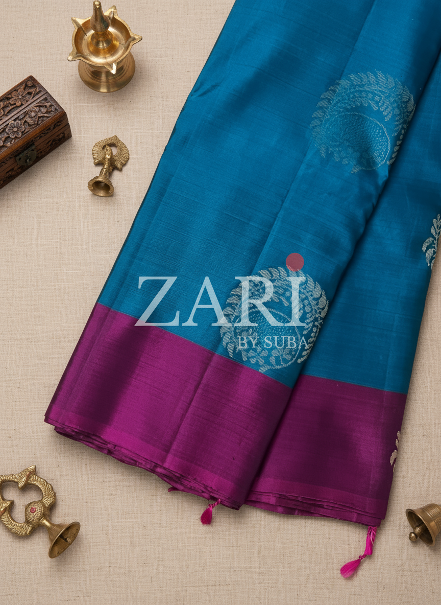 BLUE WAVES - Pure Kanchipuram Silk Saree