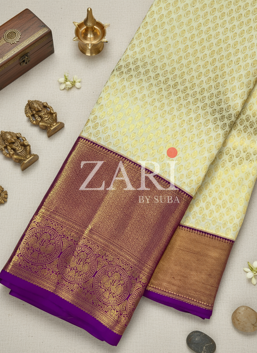 IVORY ORCHID - Pure Kanchipuram Silk Saree