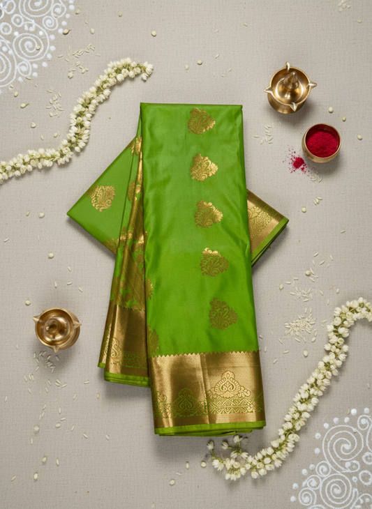 Green and Gold - Semi Kanchipuram Silk Saree