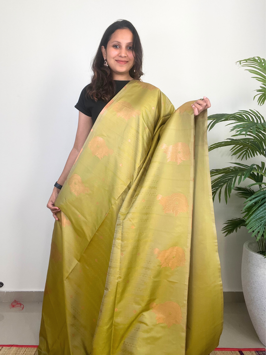 Green and Purple - Soft Silk Saree