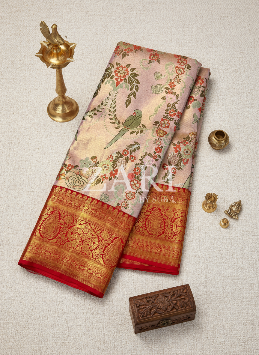 PEACH MIRAGE - Pure Kanchipuram Silk Saree