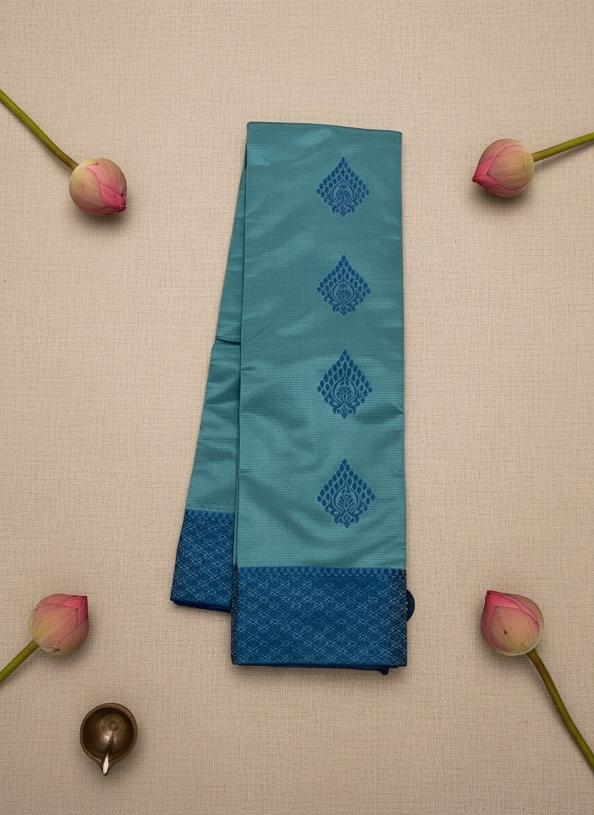 Grey - Thread Work - Cotton Saree