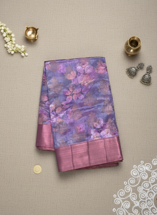 Purple - Floral Saree