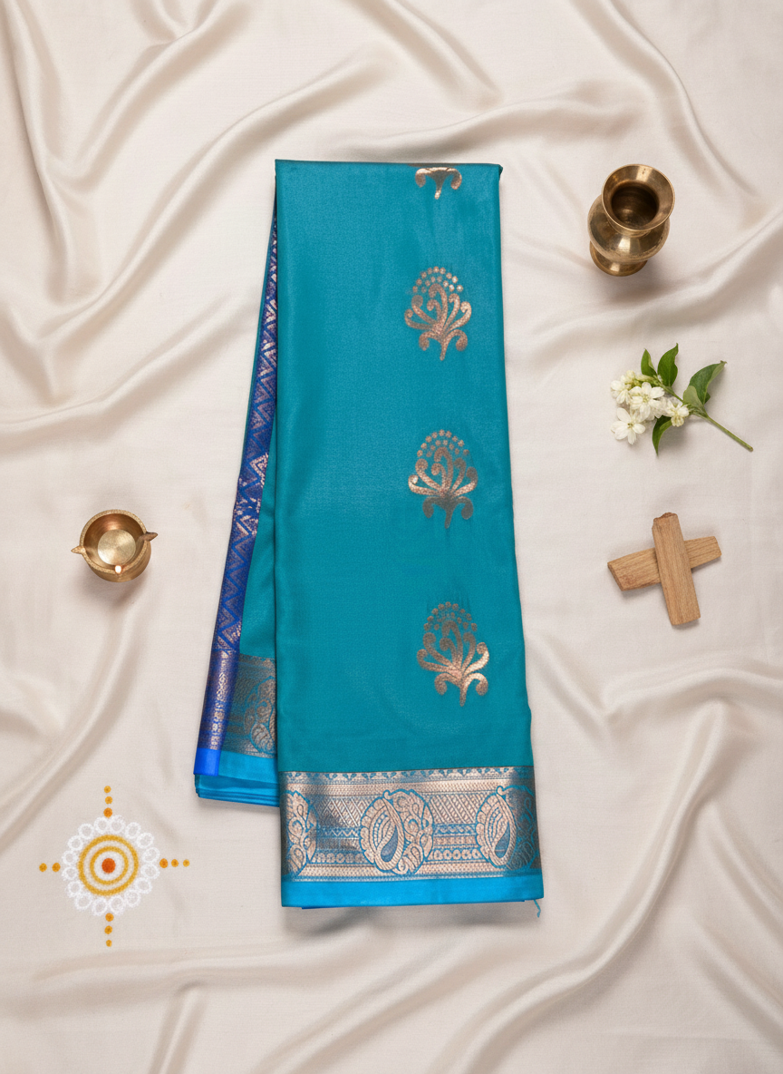 Blue - Semi Kanchipuram Silk Saree