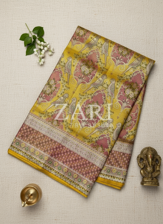 PARROT PARADISE - Pure Kanchipuram Silk Saree