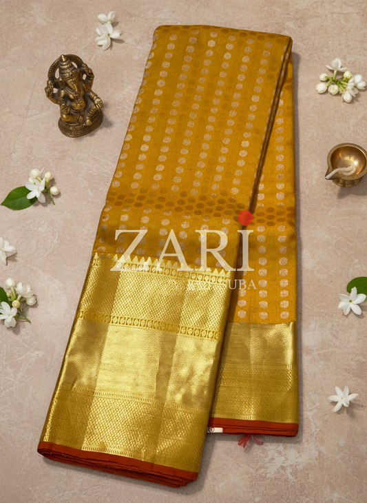 GOLDEN CASCADE - Pure Kanchipuram Silk Saree
