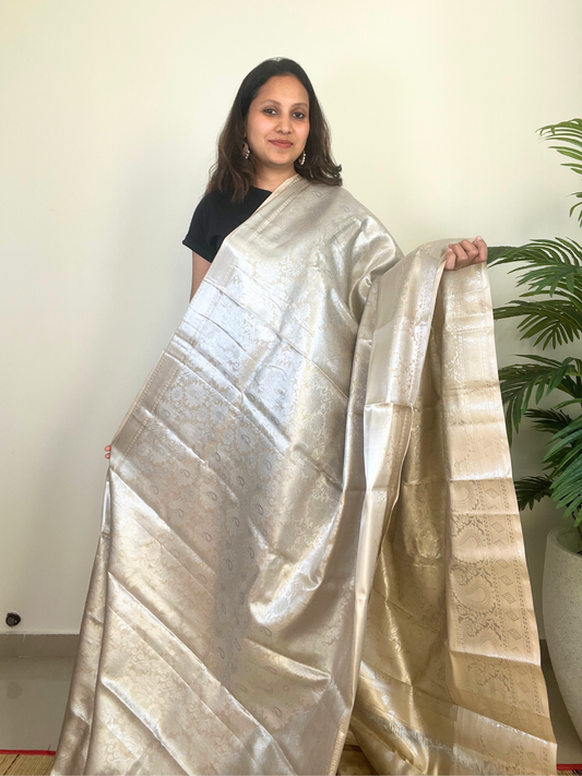 Cream Colour - Tissue Soft Silk Saree