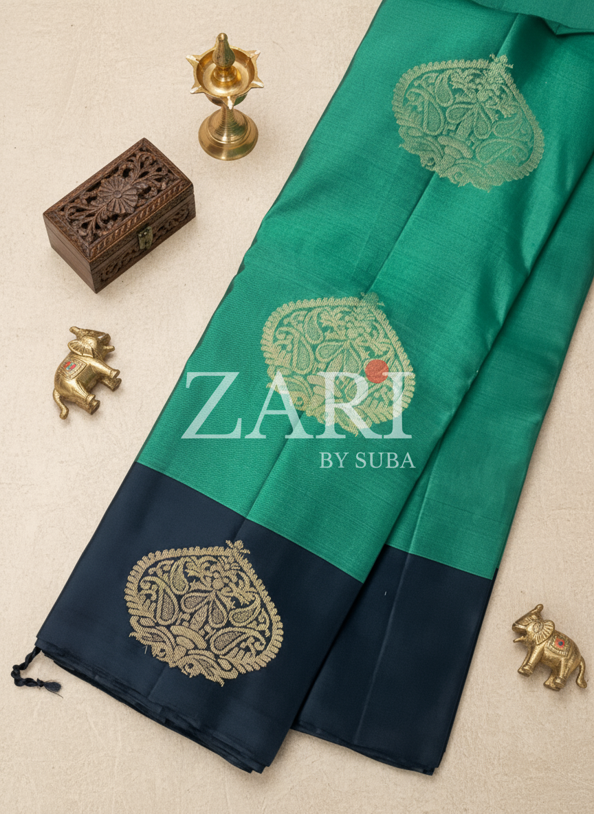 EMERALD NIGHT - Pure Kanchipuram Silk Saree