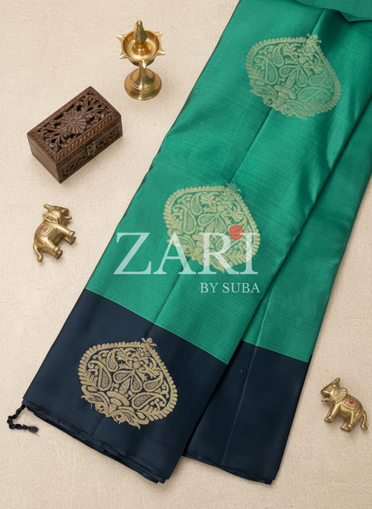 EMERALD NIGHT - Pure Kanchipuram Silk Saree