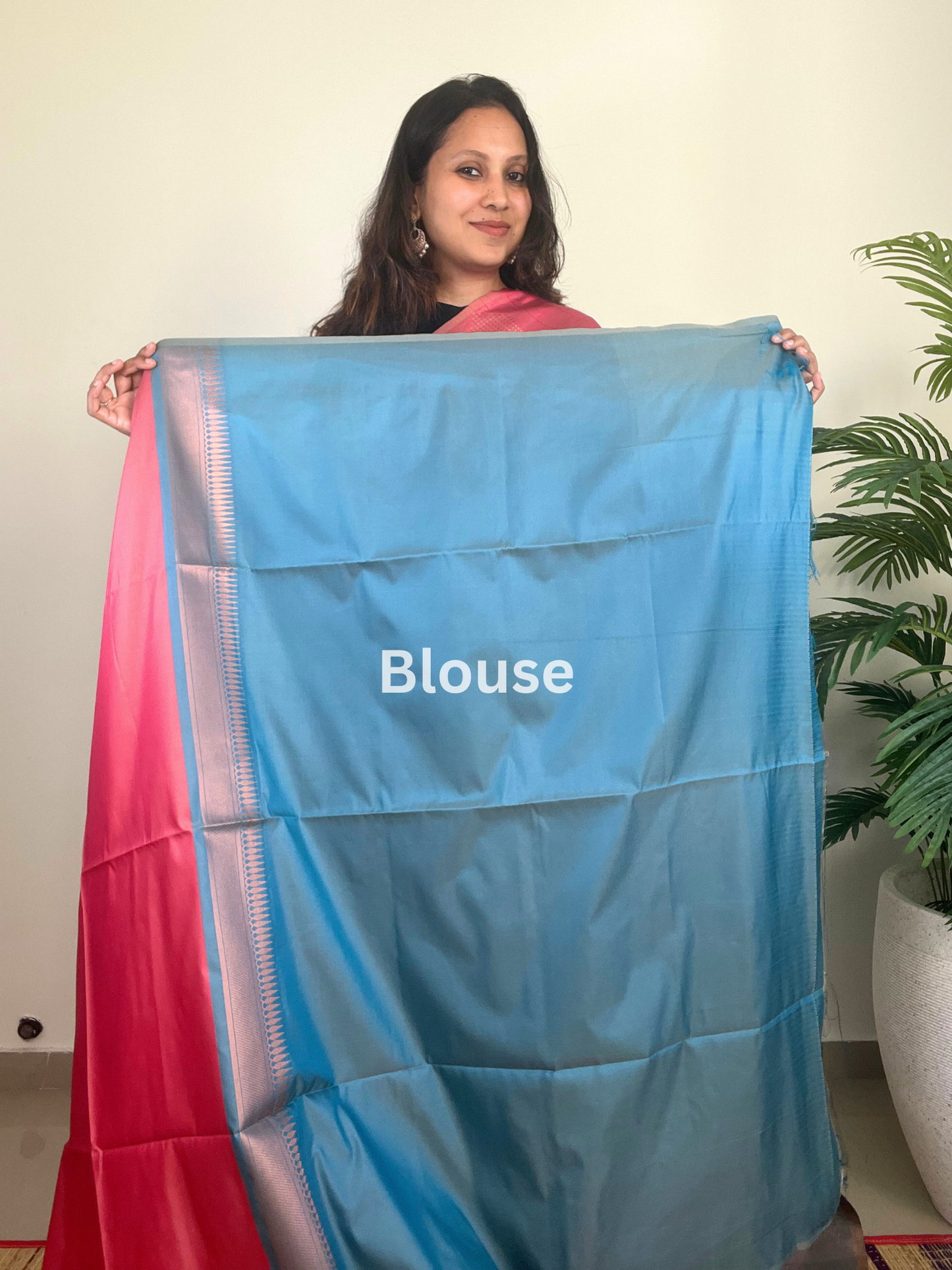 Pink and Blue - Soft Silk Saree