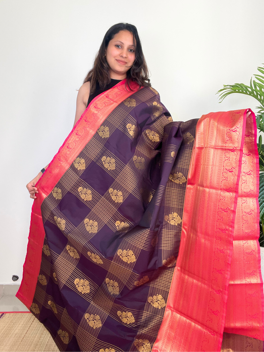 Dark Purple and Pink - Kanchipuram Silk Saree